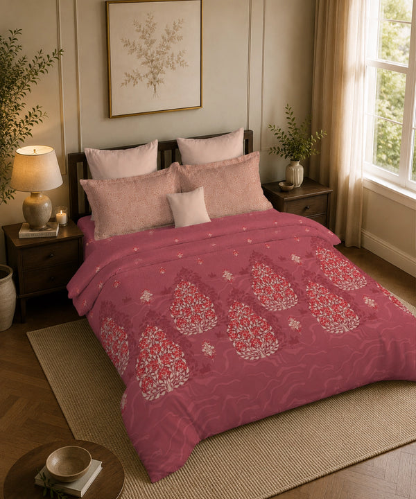 Classic Folklores King Bedsheet Set, Crimson Keeper |210 TC Cotton| 2 Pillow Covers