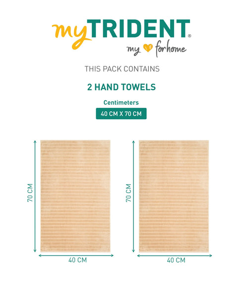 Quick Dry 2 Pc Hand Towel, Beige|400 GSM Cotton
