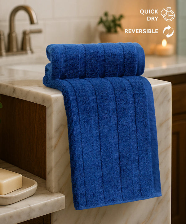 Quick Dry 2 Pc Hand Towel, Navy Blue|400 GSM Cotton