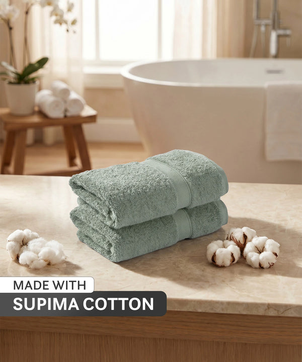 Luxehome Supima Cotton 2 Pc Hand Towel Set, Priarie Sage| 600 GSM | 100% Supima Cotton