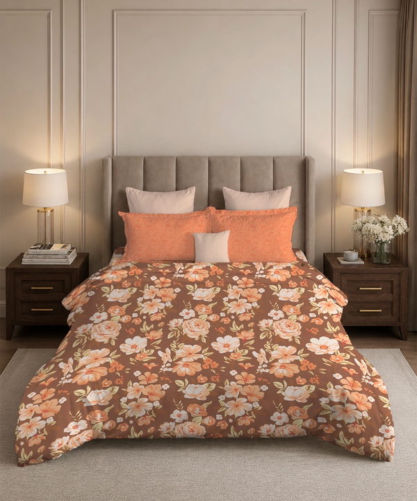 Soft Comfort King Bedsheet Set, CHARLOTTE | 180 TC Cotton|2 Pillow Covers