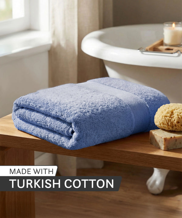 Luxehome Turkish Towel 1Pc Bath Towel, Blue Crest | 800 GSM Cotton