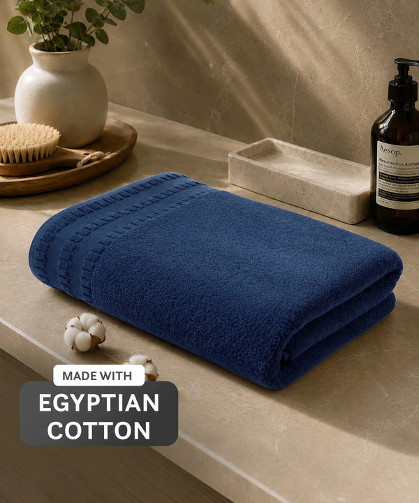 Luxe Home Egyptian Cotton Bath Towel,Academy Blue| 700 GSM | 100% Egyptian Cotton