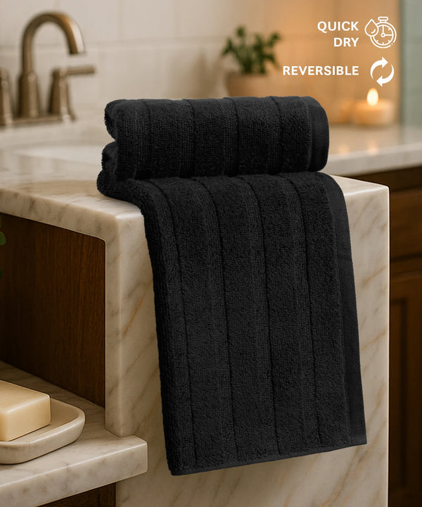Quick Dry 2 Pc Hand Towel, Black|400 GSM Cotton