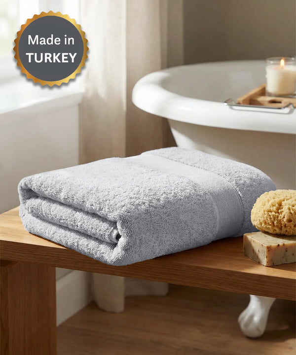 Luxehome Turkish Towel 1Pc Bath Towel, Soft Silver | 800 GSM Cotton