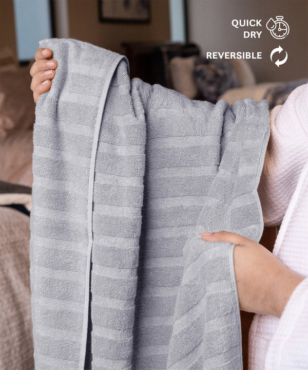 Quick Dry 1 Pc Bath Towel,Charcoal Grey|400 GSM Cotton