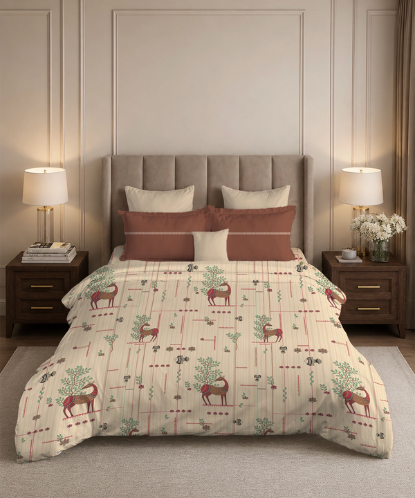 Soft Comfort King Bedsheet Set, HARINI | 180 TC Cotton|2 Pillow Covers