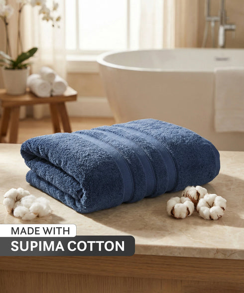 Luxehome Supima Cotton Bath Towel, Sea Blue| 600 GSM | 100% Supima Cotton