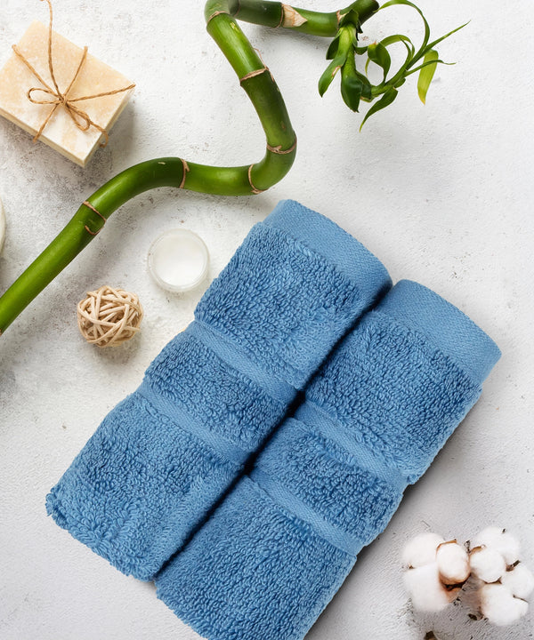 Luxe Home 2Pc Face Towel, Sea Blue| 600 GSM Cotton Bamboo