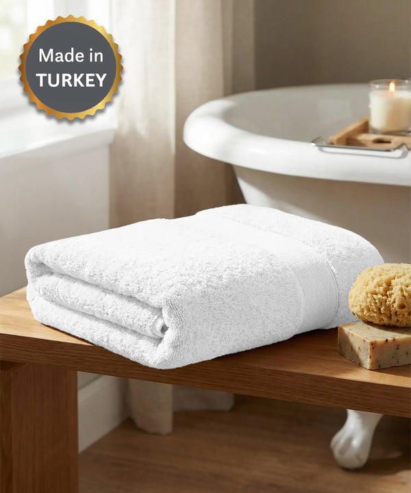 Luxehome Turkish Towel 1Pc Bath Towel, Arctic White | 800 GSM Cotton