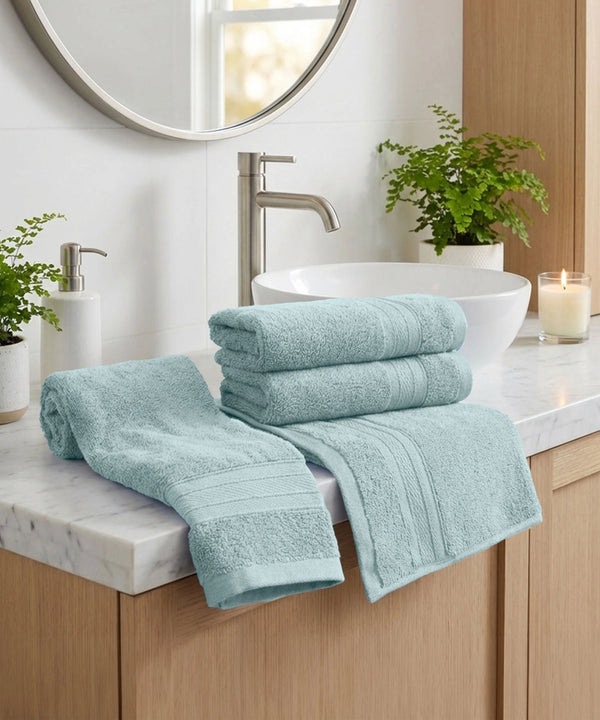 Soft Comfort 4Pc Hand Towel Set, Nile Blue|509 GSM Cotton|Air Rich Technology
