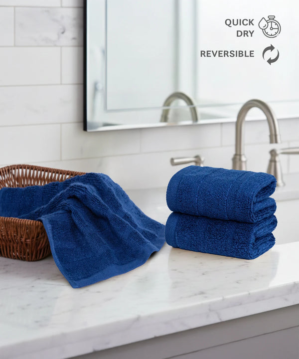 Quick Dry 3 Pc Face Towel, Navy Blue|400 GSM Cotton