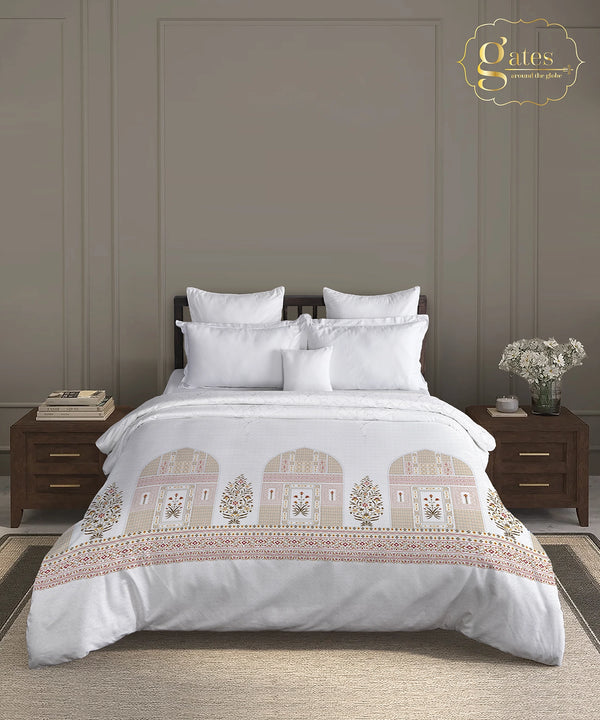 Gates Around The Globe Double AC Comforter, Whitemyst| 180 TC Cotton