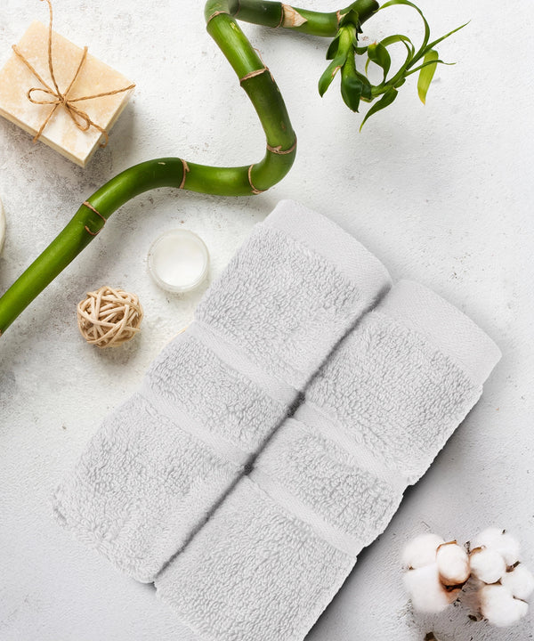Luxe Home 2Pc Face Towel, Silver| 600 GSM Cotton Bamboo