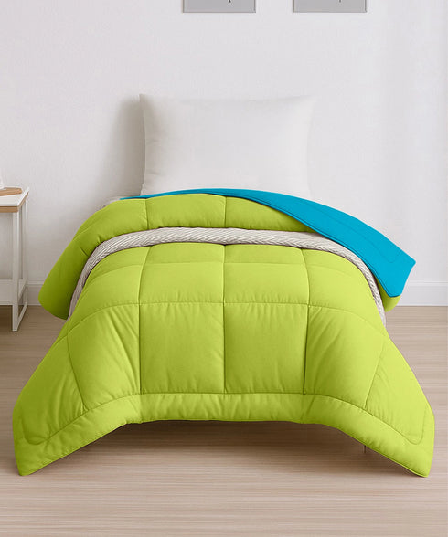 Soft Comfort Solid Single AC Comforter, Aqua Lush|200 GSM Micro Polyester|Reversible