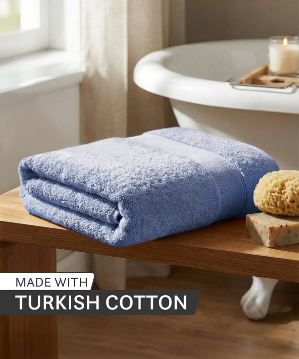 Luxehome Turkish Towel 1Pc Bath Towel, Blue Crest | 800 GSM Cotton