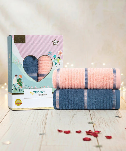 His & Her 2 PC Bath Towel Set, Candy & Floss|500 GSM Cotton