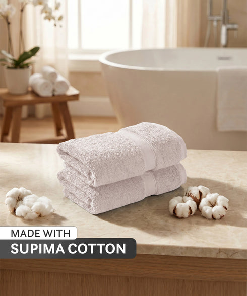 Luxehome Supima Cotton 2 Pc Hand Towel Set, Dark Sand| 600 GSM | 100% Supima Cotton