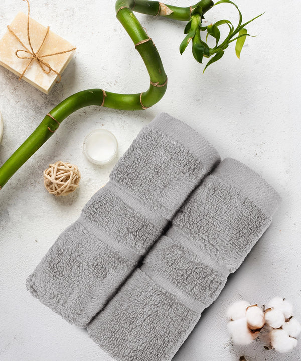 Luxe Home 2Pc Face Towel, Charcoal| 600 GSM Cotton Bamboo