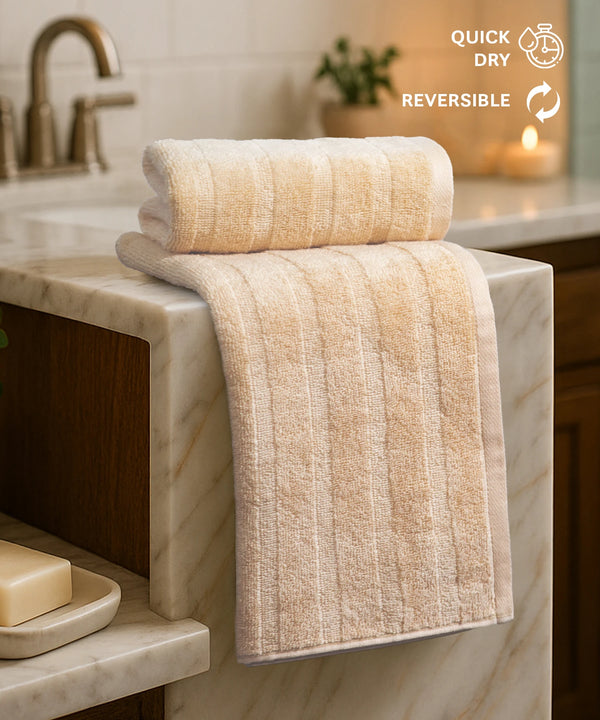 Quick Dry 2 Pc Hand Towel, Beige|400 GSM Cotton