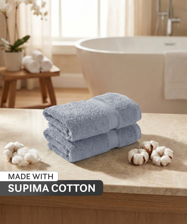 Luxehome Supima Cotton 2 Pc Hand Towel Set, Ultimate Grey| 600 GSM | 100% Supima Cotton