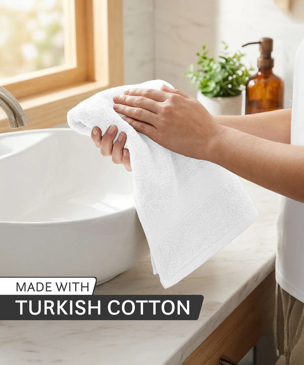 Luxehome Turkish Towel 1Pc Hand Towel, Arctic White | 800 GSM Cotton