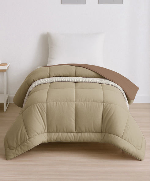 Soft Comfort Solid Single AC Comforter, French Roast|200 GSM Micro Polyester|Reversible