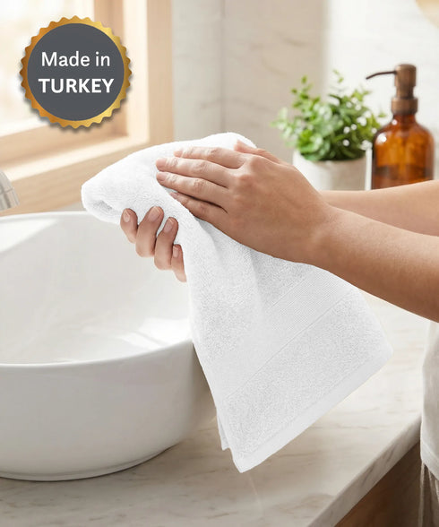 Luxehome Turkish Towel 1Pc Hand Towel, Arctic White | 800 GSM Cotton
