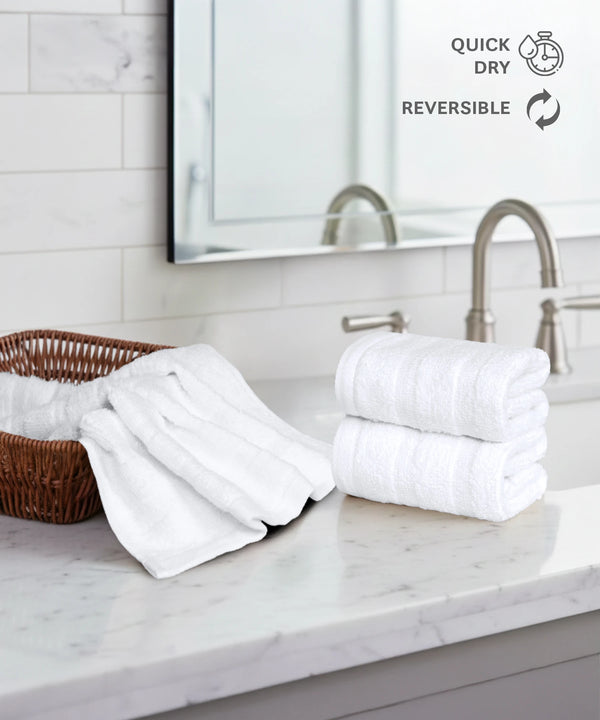 Quick Dry 3 Pc Face Towel, White|400 GSM Cotton