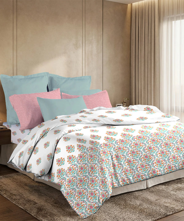 Soft Comfort King Bedsheet Set, Cascade | 200 TC Cotton|2 Pillow Covers