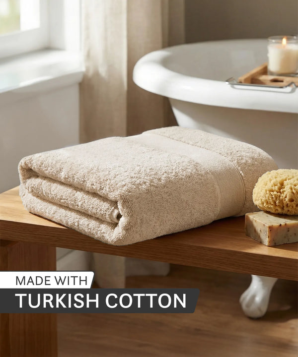 Luxehome Turkish Towel 1Pc Bath Towel, Dry Sand | 800 GSM Cotton
