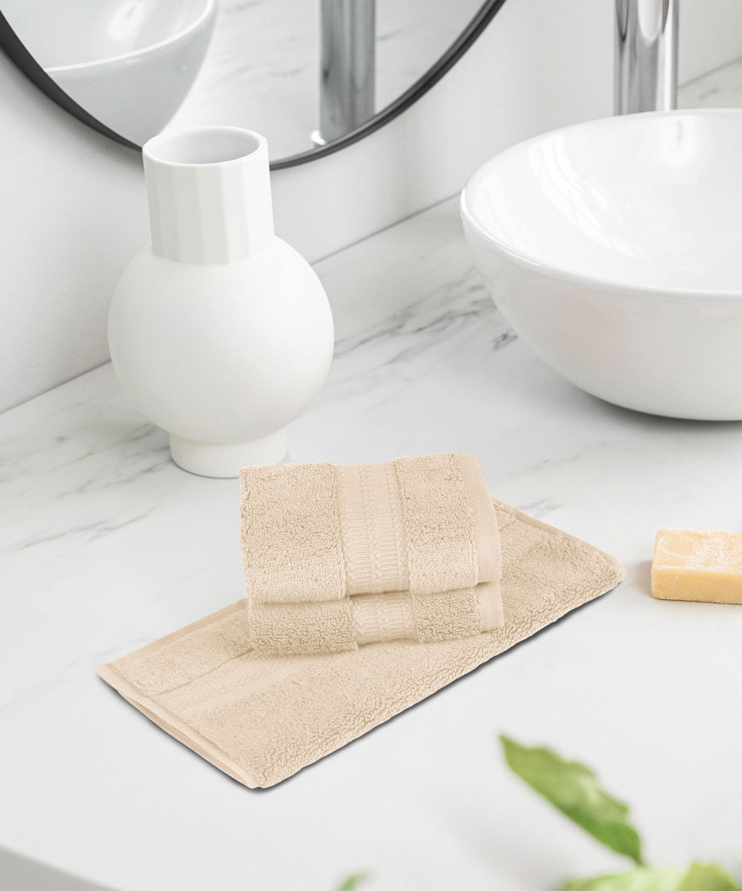 Luxury Pc Face Towel Set, Chiffon Beige|625 GSM Premium Cotton| Anti