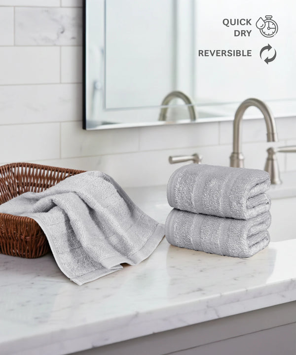 Quick Dry 3 Pc Face Towel, Charcoal Grey|400 GSM Cotton