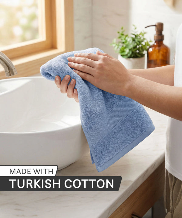 Luxehome Turkish Towel 1Pc Hand Towel, Blue Crest| 800 GSM Cotton