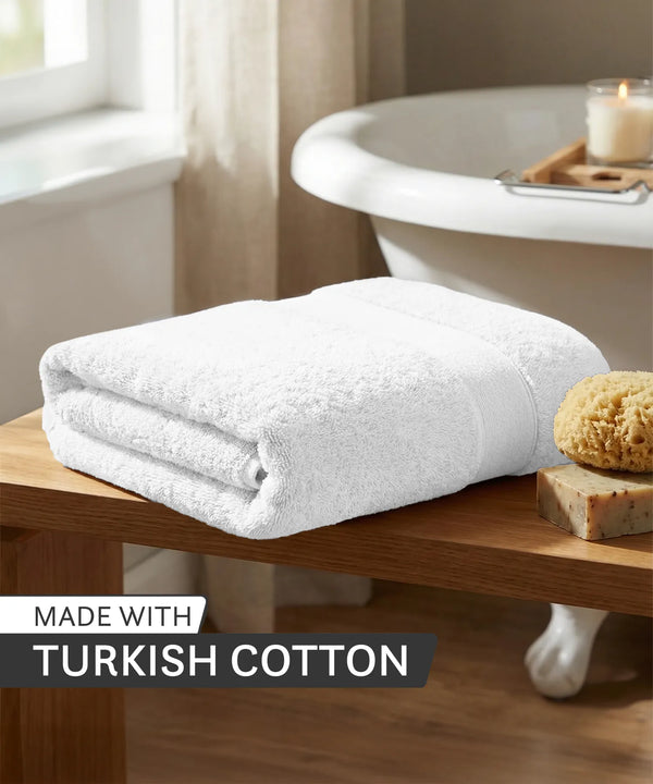 Luxehome Turkish Towel 1Pc Bath Towel, Arctic White | 800 GSM Cotton