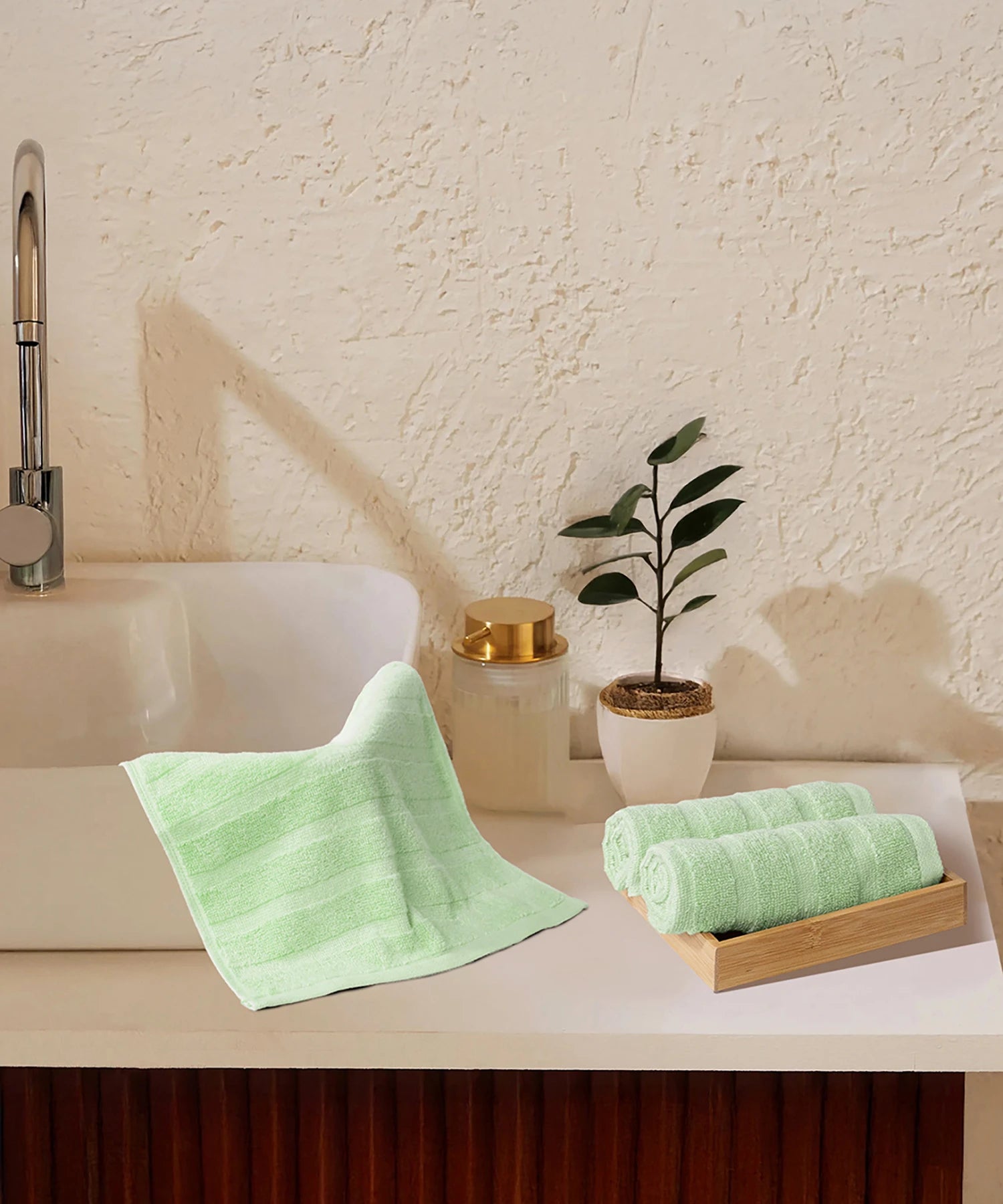 Quick Dry 3 Pc Wash Towel, Sage|400 GSM Cotton