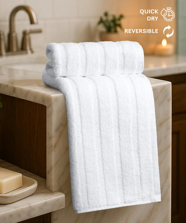 Quick Dry 2 Pc Hand Towel, White|400 GSM Cotton
