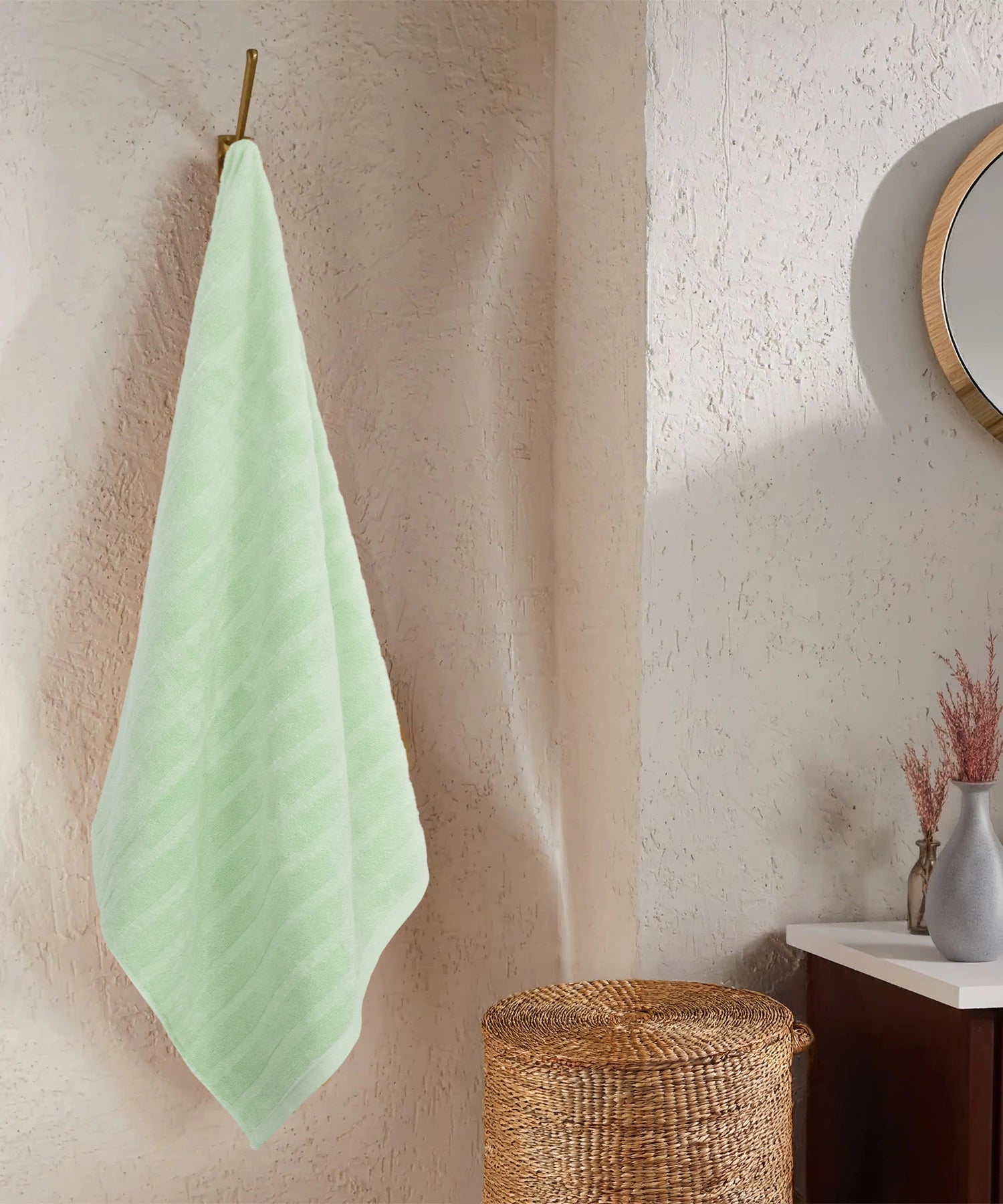 Quick Dry 1 Pc Bath Towel, Sage|400 GSM Cotton