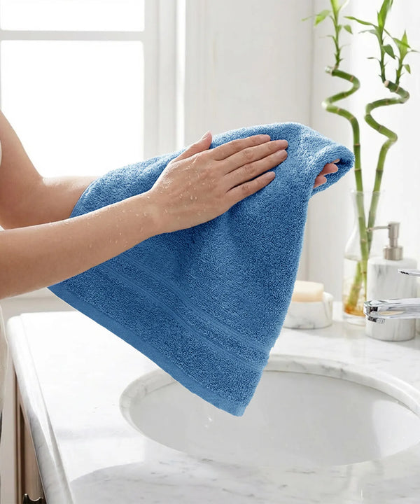 Luxe Home 1Pc Hand Towel, Sea Blue| 600 GSM Cotton Bamboo