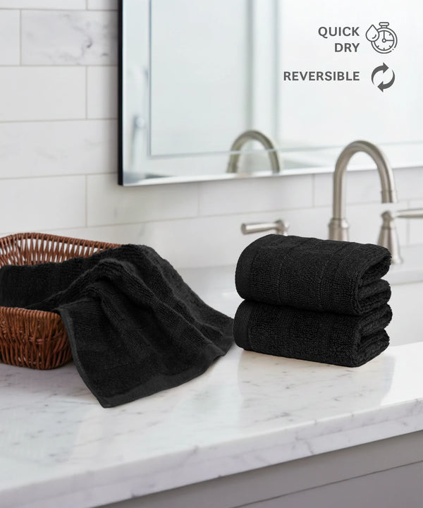 Quick Dry 3 Pc Face Towel, Black|400 GSM Cotton