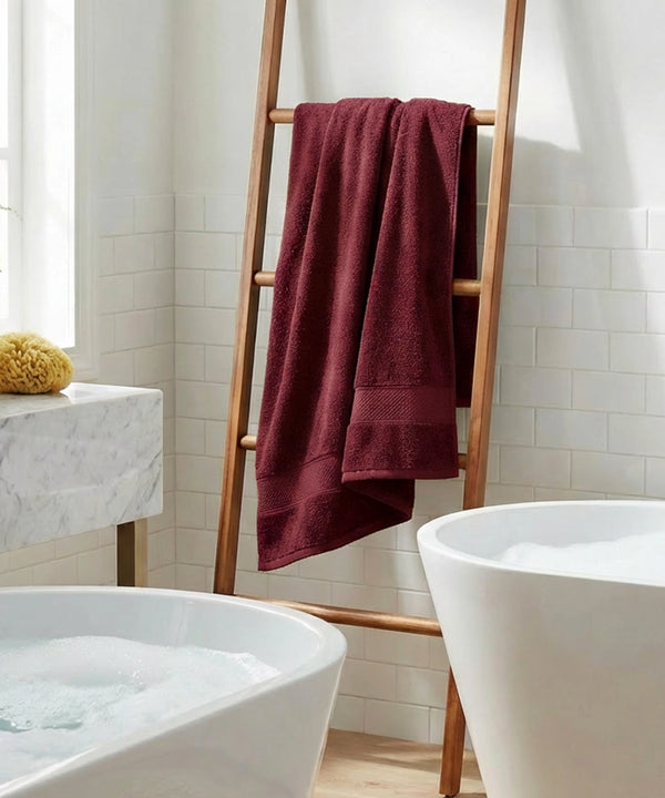 Urban Comfort Bath Towel, Wine Red| 450 GSM Cotton