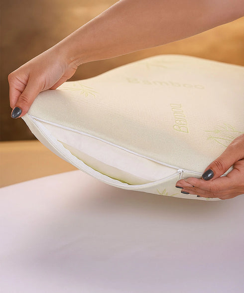Classic Bamboo memory Foam 1 Pc Pillow|200 GSM Spun Knitted Bamboo Fabric