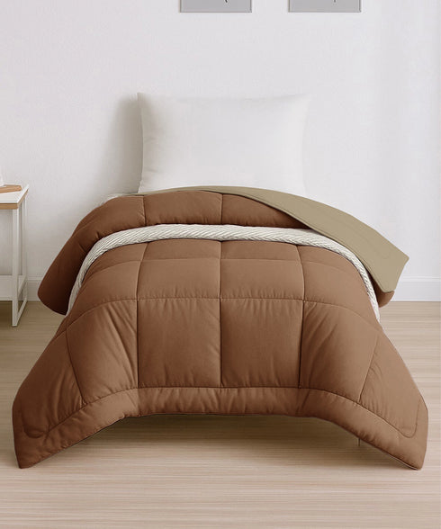 Soft Comfort Solid Single AC Comforter, French Roast|200 GSM Micro Polyester|Reversible