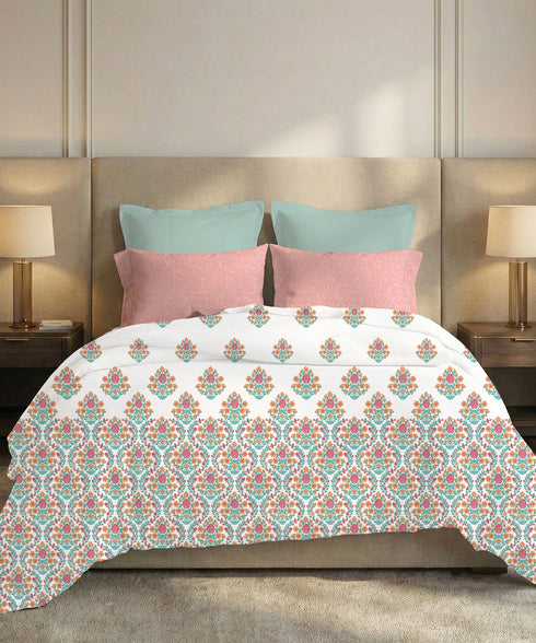 Soft Comfort King Bedsheet Set, Cascade | 200 TC Cotton|2 Pillow Covers