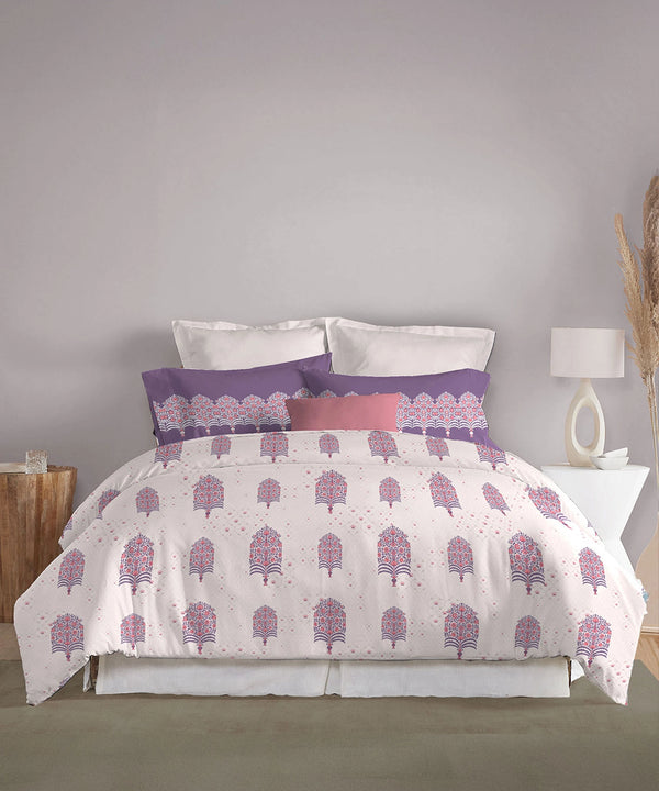 Celebration Queen Bedsheet Set, Saanjh Purple | 144 TC Cotton| 2 Pillow Covers