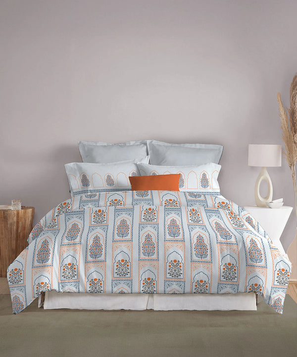 Celebration Queen Bedsheet Set, Mehira Grey | 144 TC Cotton| 2 Pillow Covers