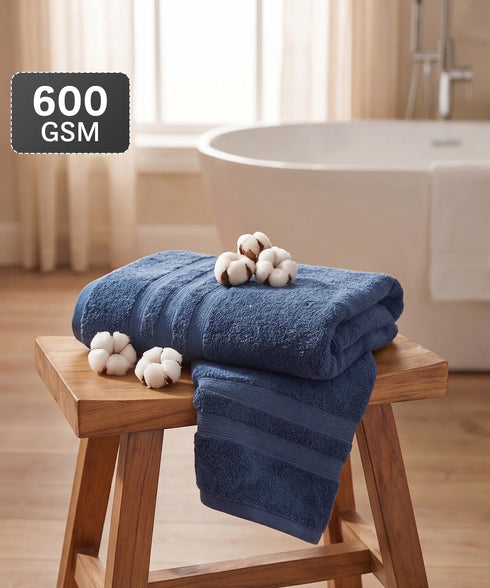 Luxehome Supima Cotton Bath Towel, Sea Blue| 600 GSM | 100% Supima Cotton
