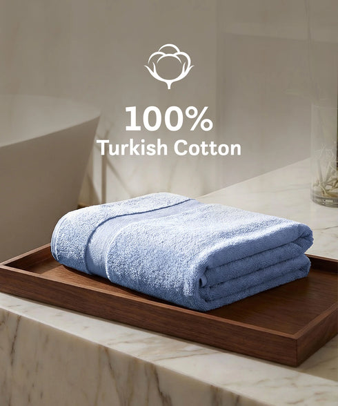 Luxehome Turkish Towel 1Pc Bath Towel, Blue Crest | 800 GSM Cotton