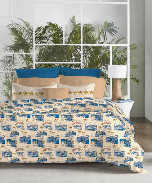 Atulaya Bharat King Bedsheet Set, Surya Nagri|144 TC Cotton|2 Pillow Covers