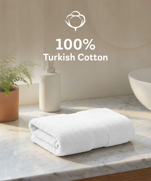 Luxehome Turkish Towel 1Pc Hand Towel, Arctic White | 800 GSM Cotton